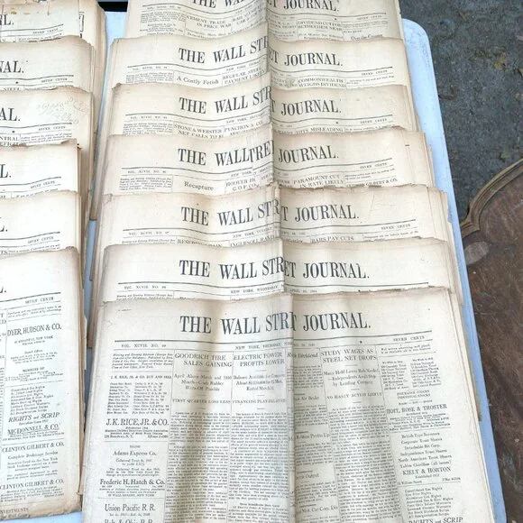 Vintage Wall Street Journal April 1931 Stock Market Crash Paper Ephemera